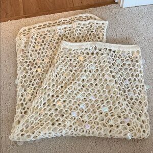 Cream Crochet Sequin Cover Up